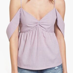 Light Pink/Purple Striped Off the Shoulder Top